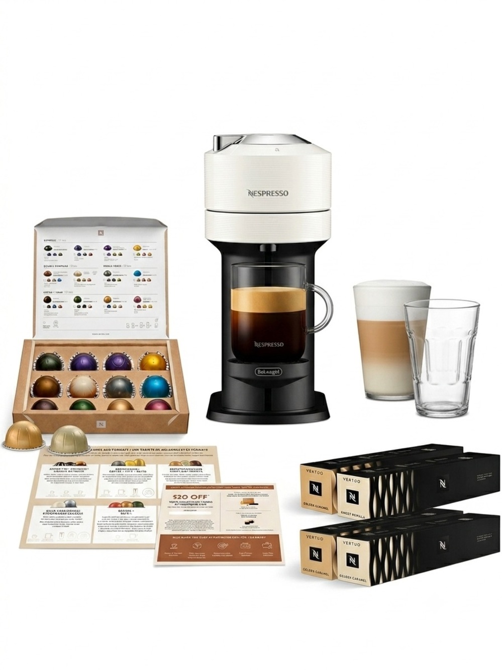Nespresso Vertuo Next Coffee Machine Brand New in Box + 40 Extra Pods Bundle+ 12